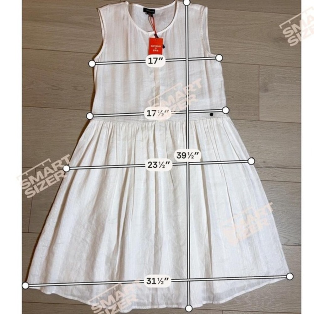 Superdry Linen‎ Blend White Drop Waist Dress Sleeveless Minimalist Resort 8 NWT - Picture 8 of 8